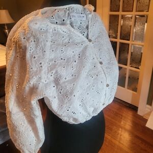 Girls white crop eyelet top, Zara, 11-12 yrs